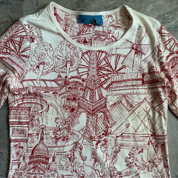 TeeCo Tops - TeeCo vintage y2k abstract europe print 3/4 sleeve top